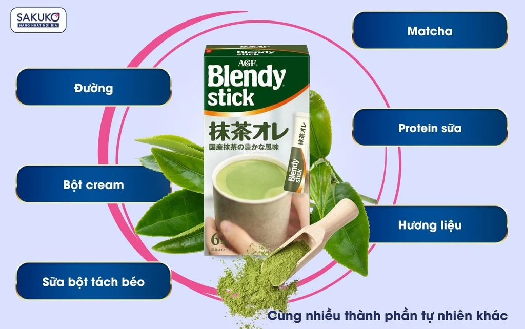 Thành phần của Bột trà xanh sữa Blendy Stick AGF 6 thanh