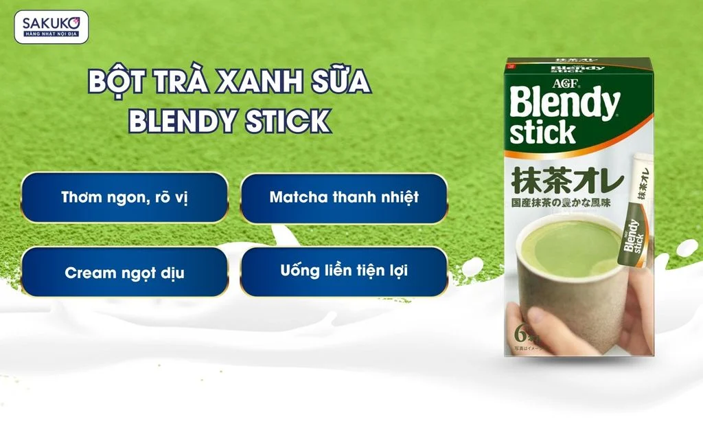 Bột trà xanh sữa Blendy Stick AGF 6 thanh