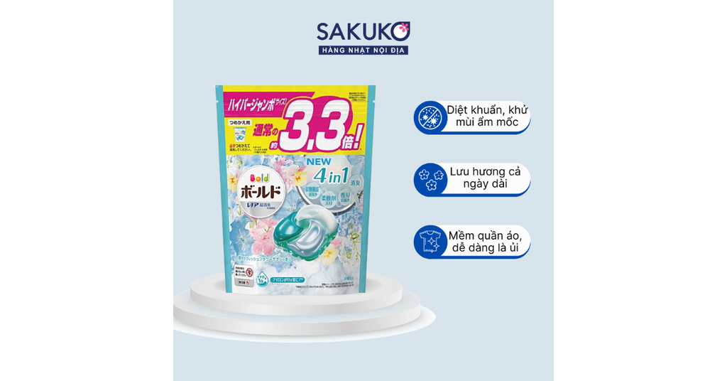 P&G - Viên giặt xả Gel Bold 4D hương hoa xanh