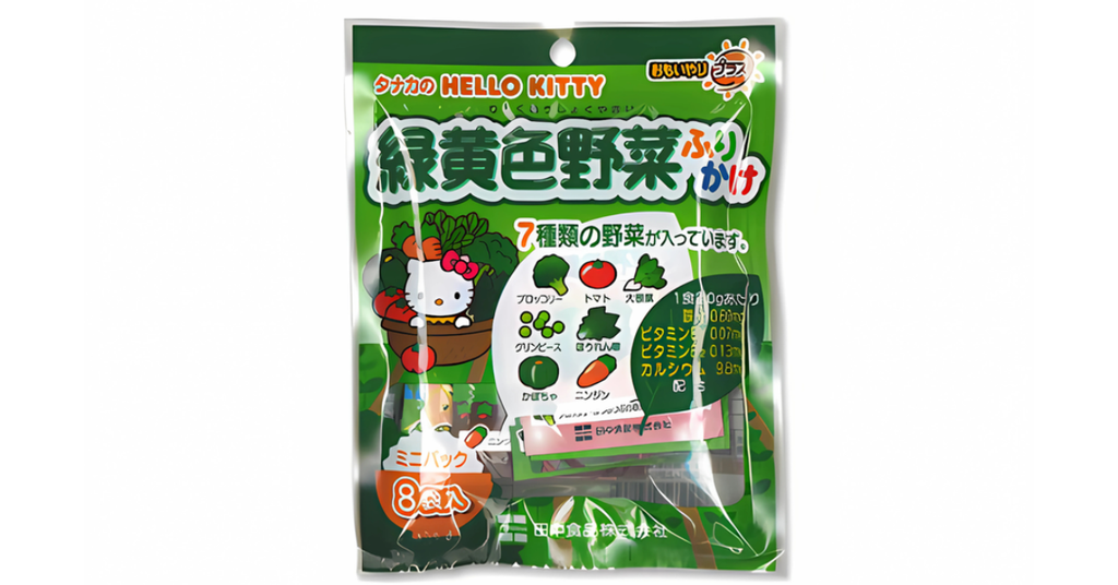 Thành phần của TANAKA FOODS Rắc cơm vị rau củ HELLO KITTY 8 gói