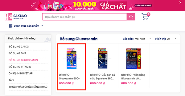 đặt glusamine Nhật bước 3