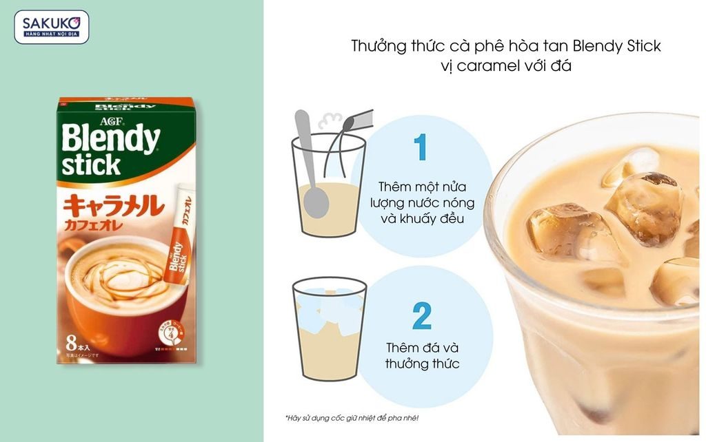 Cà phê hòa tan Blendy Stick vị caramel thơm ngon và tiện lợi