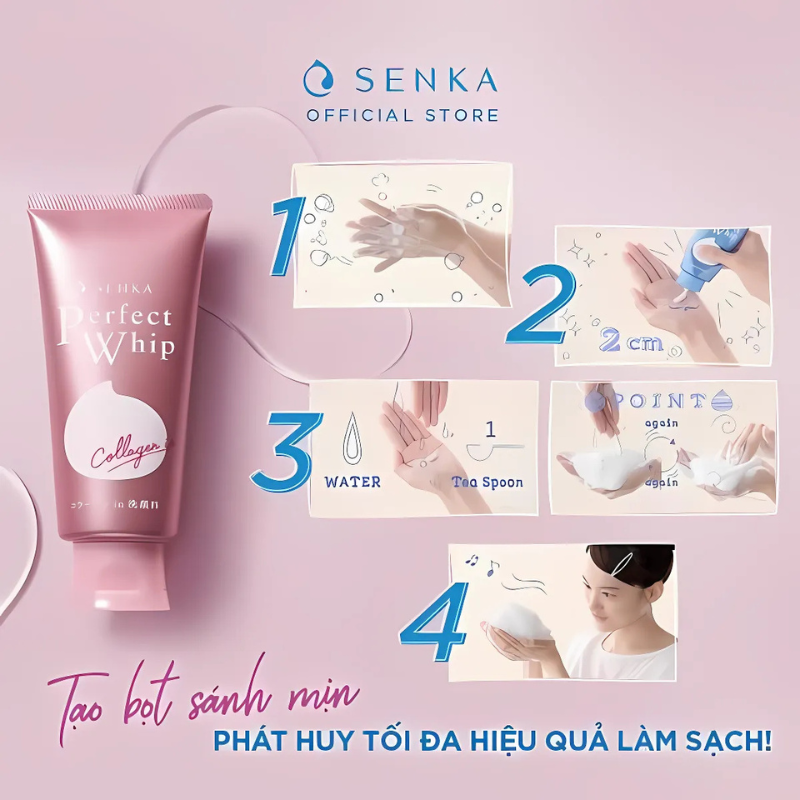 Sữa rửa mặt Senka bổ sung Collagen tăng đàn hồi da