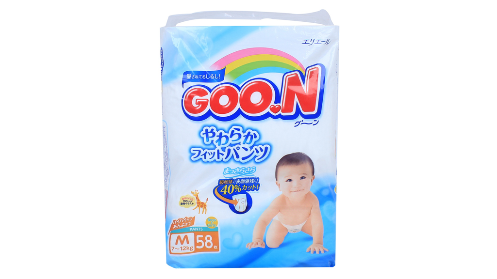 Bỉm Goon là thương hiệu đến từ Nhật Bản có khả năng thấm hút, chống tràn tốt.