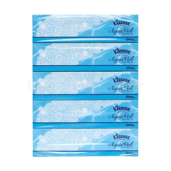 crecia set 5 hộp giấy ăn klenex aquaveil 360 tờ 5 gói