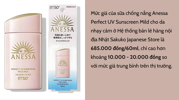 Giá bán lẻ của Anessa Perfect UV Sunscreen Mild nội địa Nhật