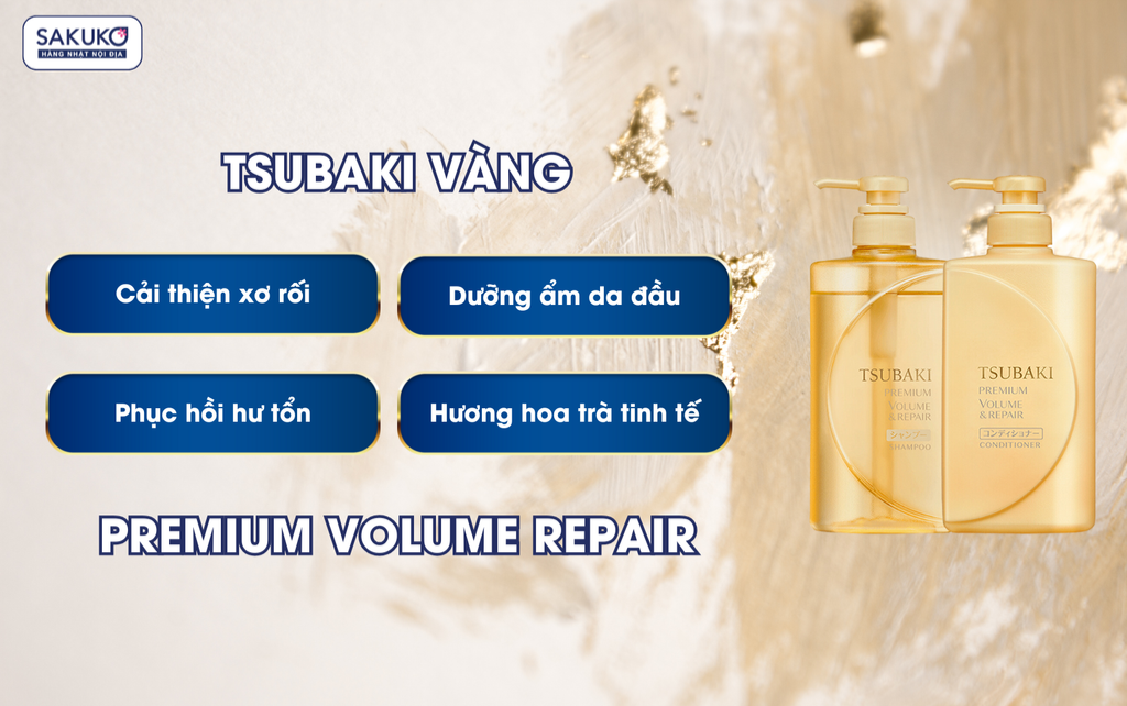 Dầu gội Tsubaki Premium hỗ trợ giúp tóc bóng mượt