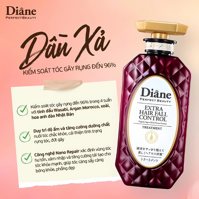 Dầu xả phục hồi ngăn rụng tóc Moist Diane phục hồi tóc hư tổn