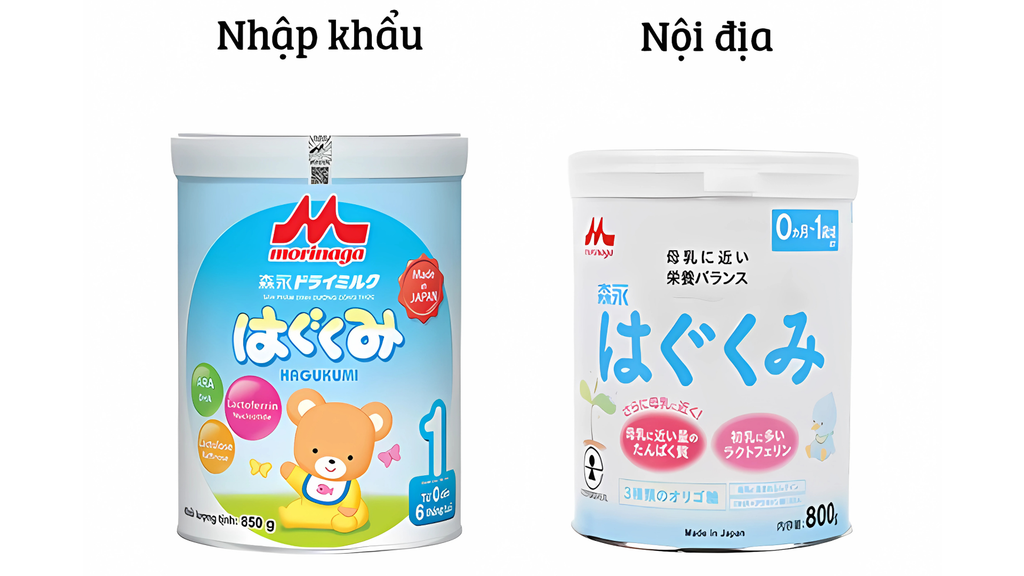 Về hình thức, sữa Morinaga nội địa Nhật và nhập khẩu có sự khác nhau
