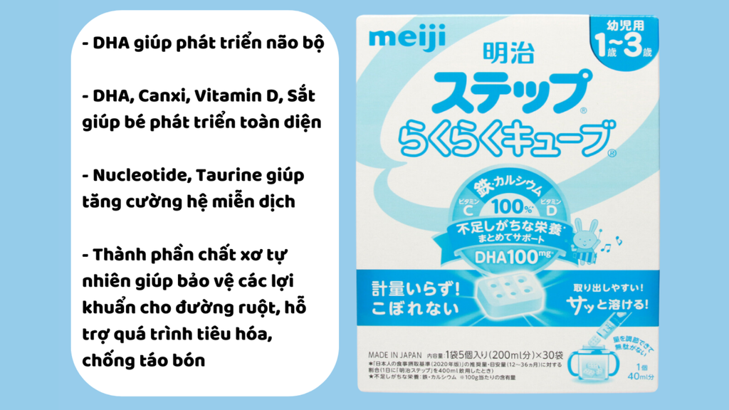 Nucleotides tự nhiên có trong sữa Meiji giúp tăng cường đề kháng cho bé.