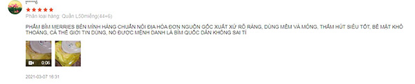 Review bỉm merries nội địa Nhật từ một tài khoản trên mạng