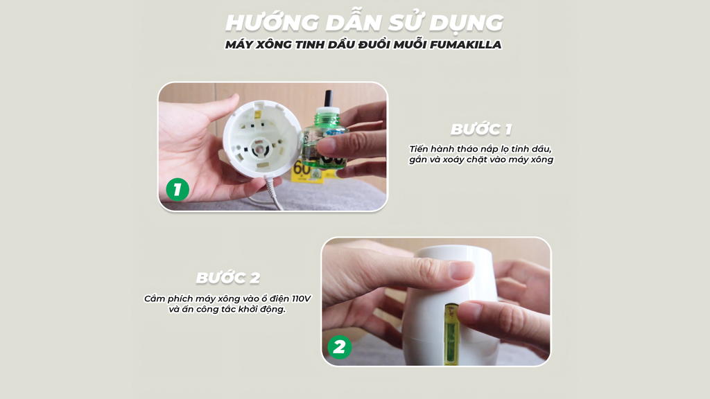 Cách sử dụng máy đuổi muỗi Vape Fumakila 60 ngày