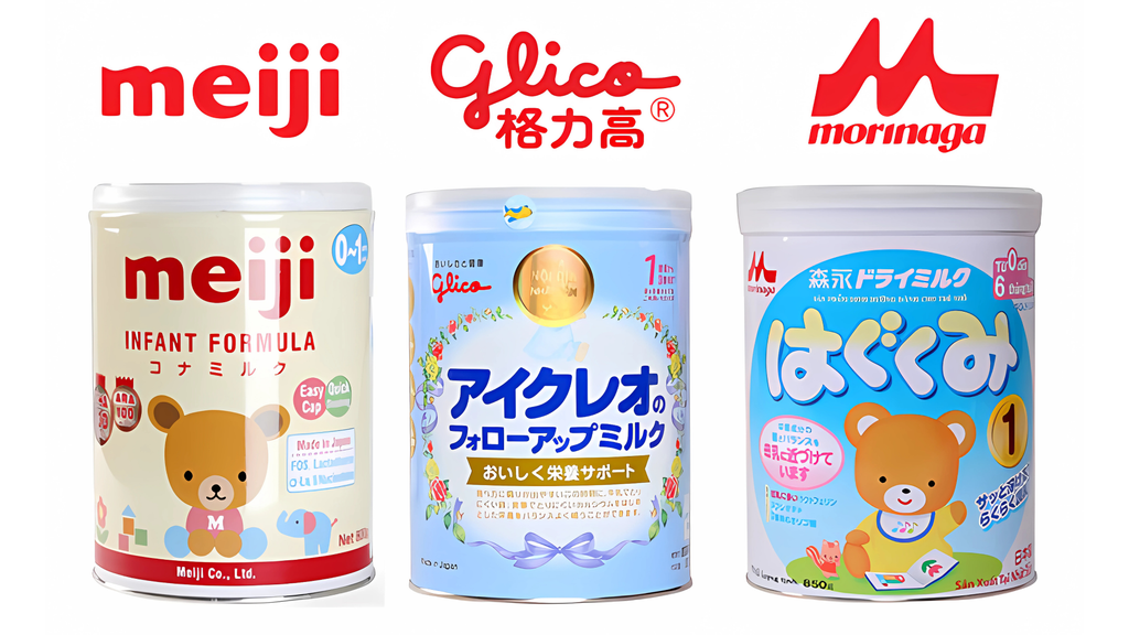 Glico, Meiji và Morinaga đều là những sản phẩm sữa tốt đến từ Nhật Bản giúp bé phát triển toàn diện