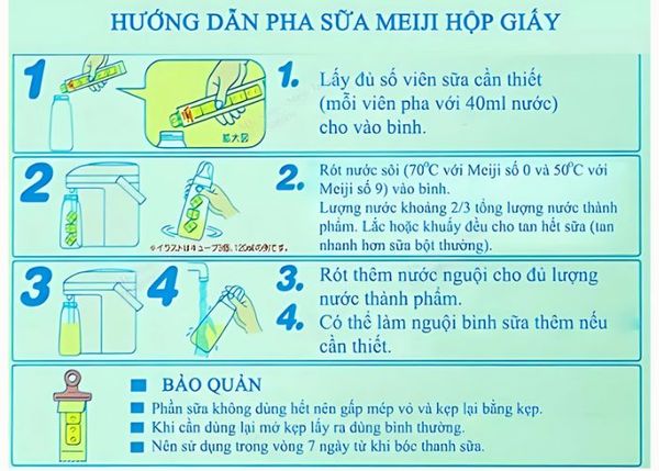 Công thức pha sữa Meiji đúng chuẩn