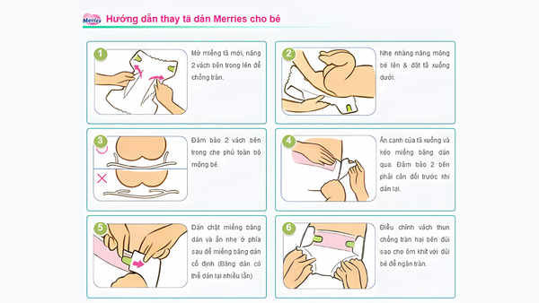 Hướng dẫn cách thay bỉm Merries