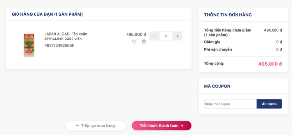 đặt mua tảo Spirulina online bước 5