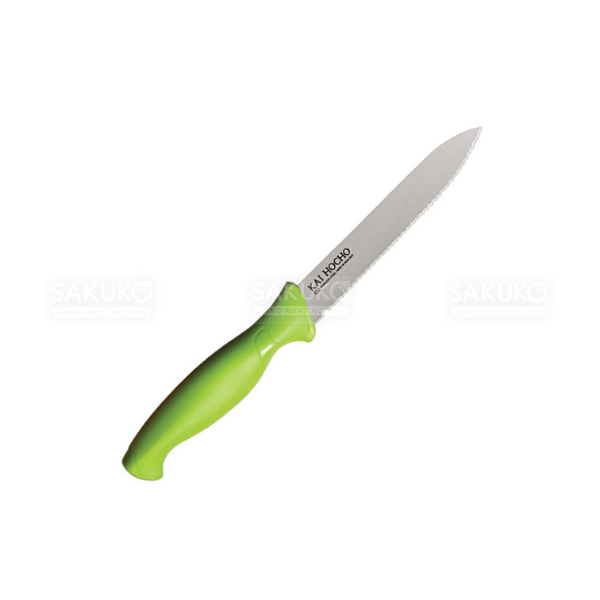 KAI - Dao Gọt Hoa Quả Lưỡi Răng Cưa Xanh Lá 112mm - Slim