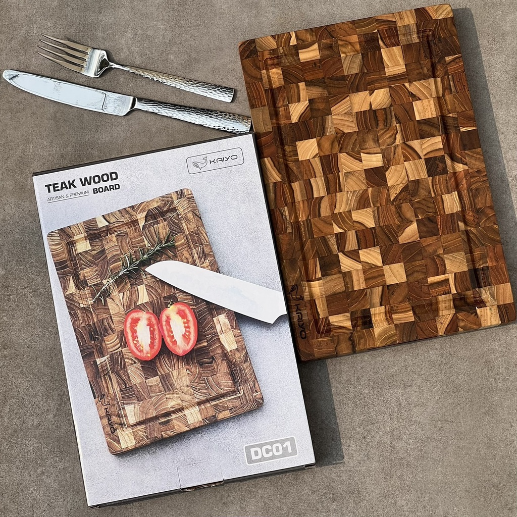 KAIYO - Thớt thái gỗ Teak hình chữ nhật 35x25x2,5cm