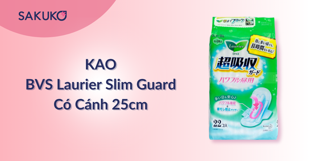 BVS KAO Laurier Siêu Thấm Hút Có Cánh 24cm