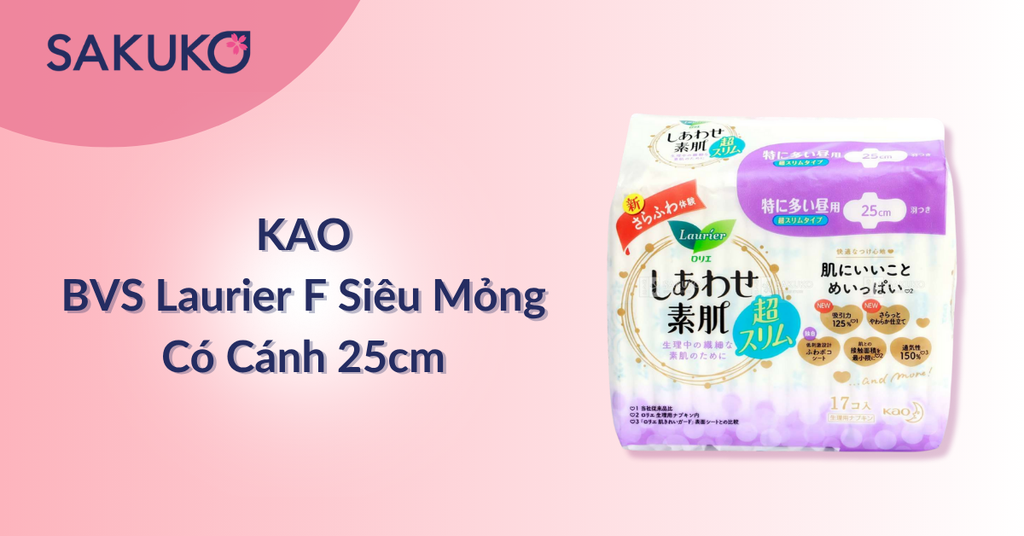 Băng vệ sinh KAO Laurier F Siêu Mỏng Có Cánh 25cm