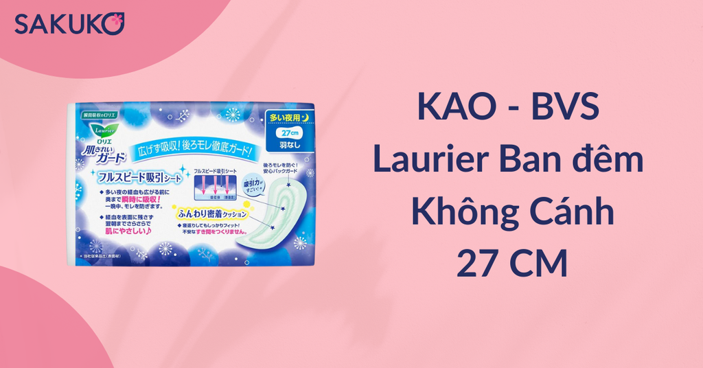 BVS Laurier ban đêm không cánh 27cm chống tràn hiệu quả