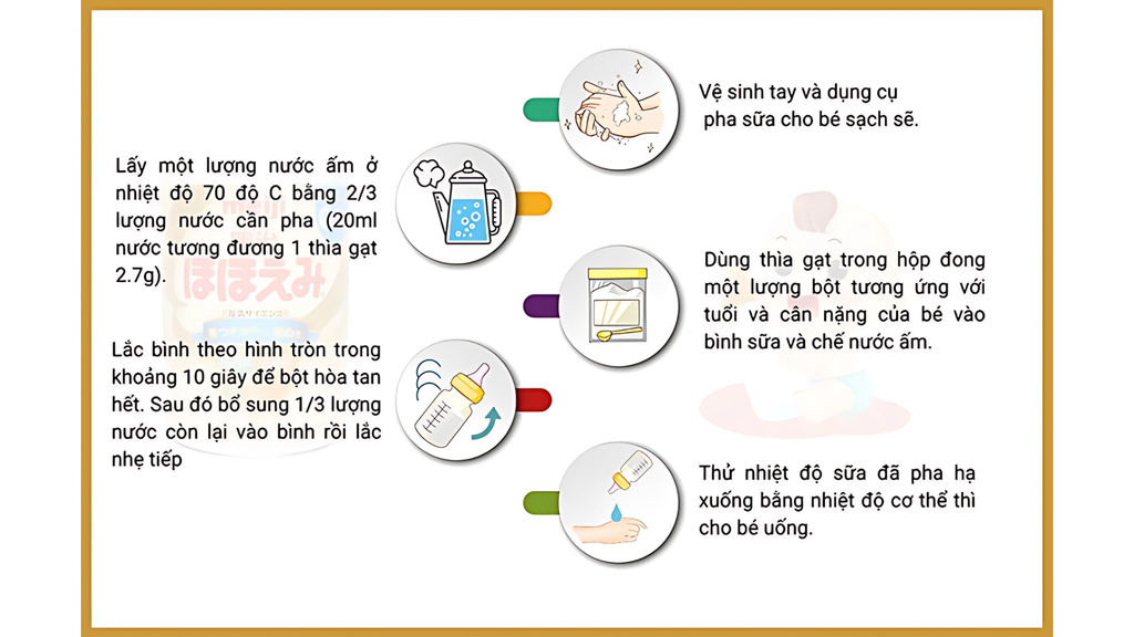 Công thức pha sữa Meiji 0-1 tuổi dạng bột lon thiếc cho bé.