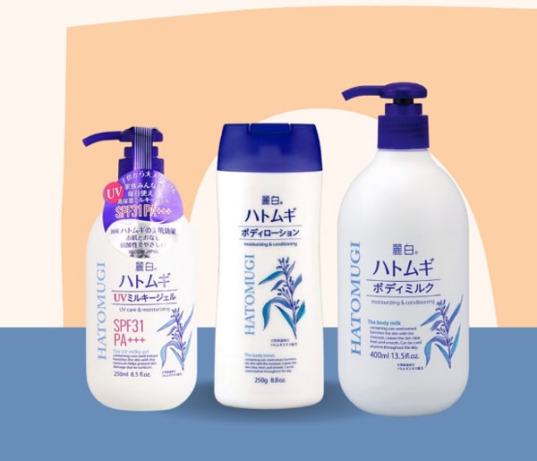 hai loại sữa dưỡng thể Hatomugi dành cho ban đêm và ban ngày