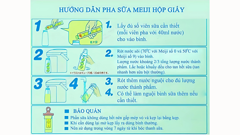 công thức pha sữa meiji số 9 dạng thanh cho bé