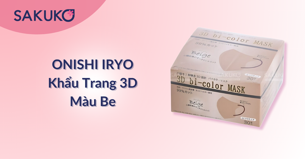ONISHI IRYO- Khẩu Trang 3D màu be