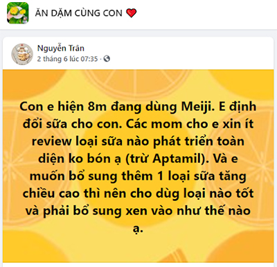Mẹ Nguyễn Trân muốn xin ý kiến đổi sữa cho em bé tăng chiều cao Mẹ Nguyễn Trân muốn xin ý kiến đổi sữa cho em bé tăng chiều cao