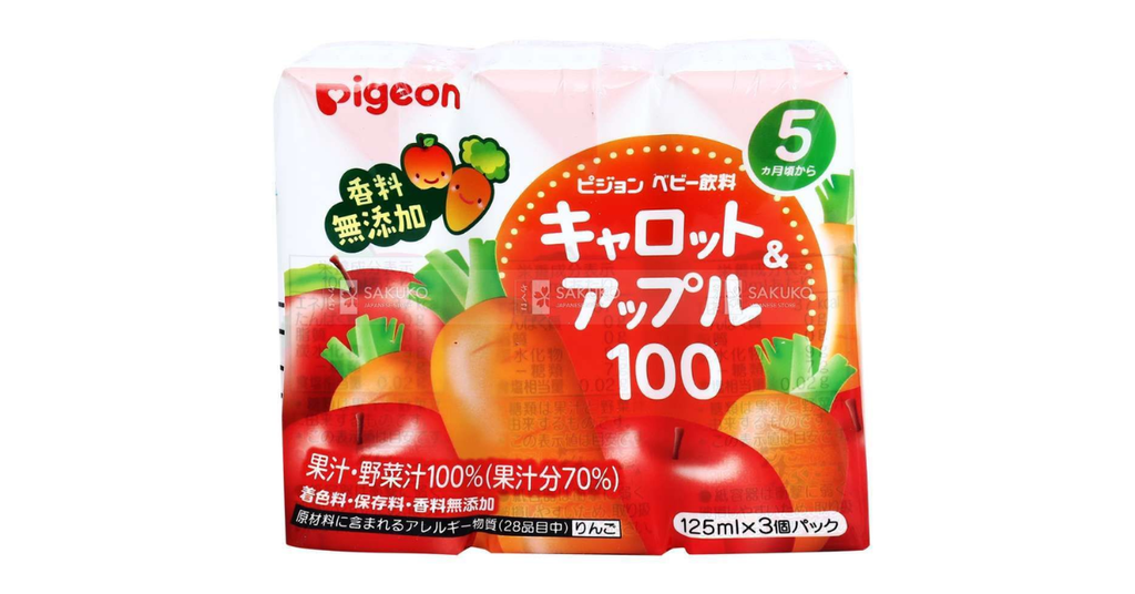 Nước ép vị cà rốt và táo lốc Pigeon giúp bổ sung dinh dưỡng đầy đủ cho bé