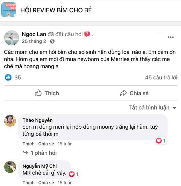 Nhiều mẹ tin dùng bỉm Merries cho con từ khi bé còn ở giai đoạn sơ sinh. Nhiều mẹ tin dùng bỉm Merries cho con