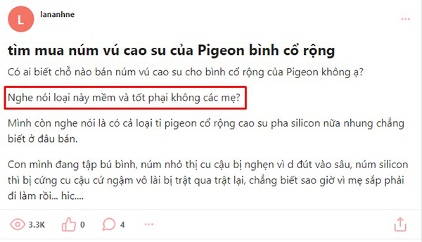 review về núm ty Pigeon nội địa Nhật trên diễn đàn webtretho