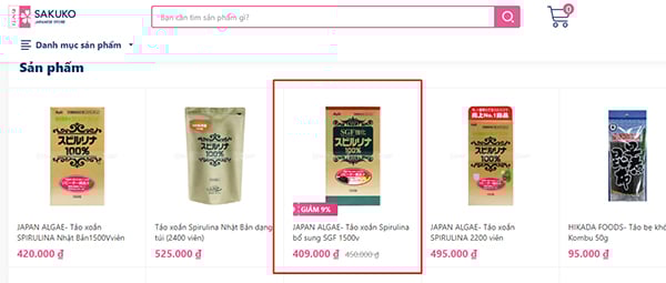 cách đặt mua tảo xoắn Nhật tốt bước 3