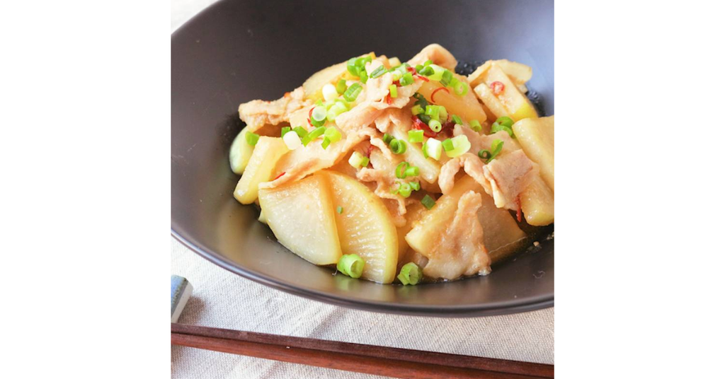 Thịt heo và củ cải trắng xào tương miso