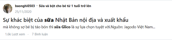 uống sữa Glico nội địa Nhật ít táo bón