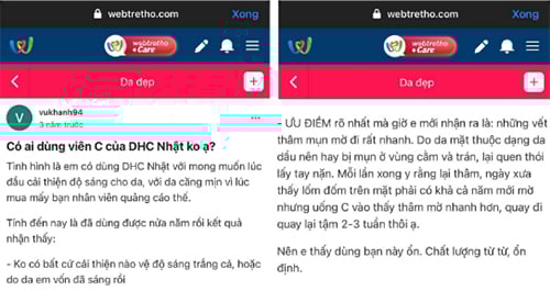 Tài khoản vukhanh94 review về viên uống DHC vitamin C