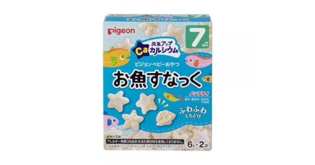 Thành phần bánh ăn dặm Pigeon canxi vị cá mòi 7 tháng 12g
