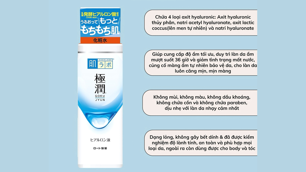 Thành phần của nước hoa hồng Hada Labo nội địa Nhật hoàn toàn an toàn, dịu nhẹ cho da