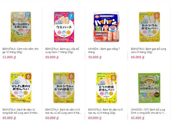Bánh ăn dặm Nhật cho trẻ có nhiều vị khác nhau để mẹ đa dạng bữa ăn cho trẻ. Các loại bánh ăn dặm cho bé của Nhật
