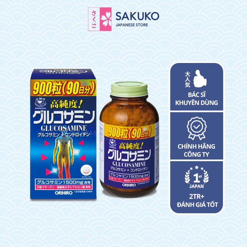 Viên uống bổ khớp Glucosamin Orihiro 900V giúp xương chắc khỏe