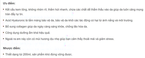 Trang web chuyên review chanhtuoi.com cũng có nhận xét tố về khả năng dưỡng ẩm của dưỡng thể White Conc.