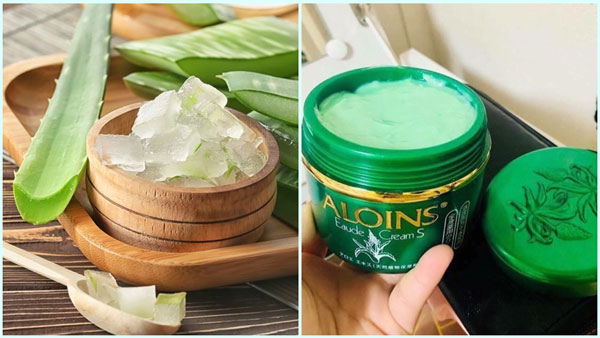 Aloins xanh có thành phần vitamin C trong lô hội có thể khiến da mặt dễ bắt nắng