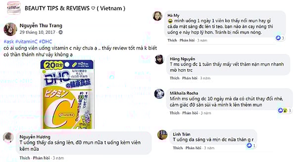 thành viên Nguyễn Thu Trang đánh giá về viên uống vitamin C DHC của Nhật