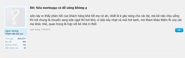 Mẹ review sữa Morinaga Nhật không gây nóng cho bé review sữa Morinaga số 0 trên diễn đàn lamchame