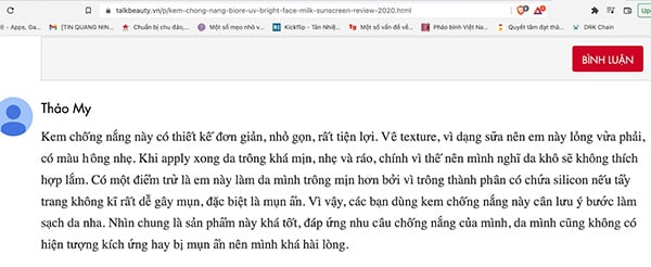 Review về dòng sản phẩm kem chống nắng Biore UV Bright Milk SPF50+ PA