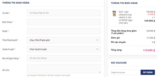 Mua viên uống DHC vitamin C tại Sakuko bước 5