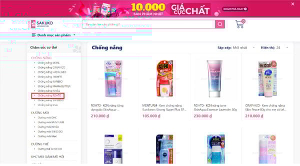 Mua kem chống nắng skin aqua bước 2
