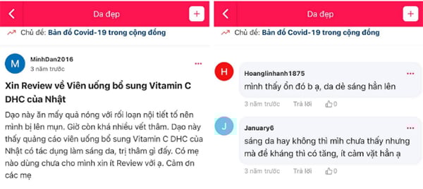 Nhiều người dùng review tốt về viên uống DHC vitamin C