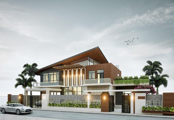 biệt thự mái lệch